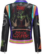 Women’s Punk Rock Leather Jacket – Chaos UK Patch, Studded Gothic Moto Fit, Custom Leather Clubwear